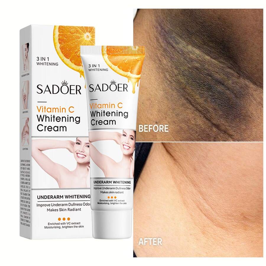 SADOER 1件維生素C腋下美白霜,去除腋下暗沉,深層滋潤,均勻膚色,適用於腋下、膝蓋及其他部位,含甘油和維生素C,淡化暗沉,保濕平滑美白身體乳液 - 多款 - 查看 1