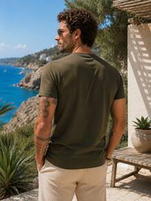 T8569 DEWBERRY ROUND NECK MEN T-SHIRT - Army Green - View 3