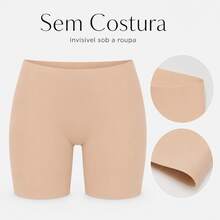 KIT 2 Short Segunda Pele Feminino Sem Costura Bermuda Modeladora Confortável Poliamida Calcinha Compressão Cinta Define Lingerie - 2 Preto - Visão 5