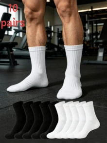 1/5/10/20 Pairs Men's Mid-Calf Socks, Striped Non-Slip Fitness Socks, Outdoor Running Socks, Basketball Socks, Casual Sports Socks - Multicolor - View 7