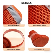 Zapatos para perro pequeño de malla suave color rojo talla L, adecuados para caminar y correr al aire libre en pavimento caliente de verano, botas antideslizantes y protección para las patas - Multicolor - Ver 4