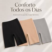 KIT 2 Short Segunda Pele Feminino Sem Costura Bermuda Modeladora Confortável Poliamida Calcinha Compressão Cinta Define Lingerie - 2 Preto - Visão 6