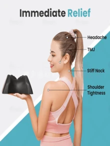 1pc PU Foam Cervical Traction Pillow Neck Support Relaxation Sleep Aid Pillow - Black - View 5