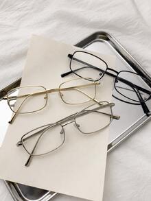 1 pieza Gafas de hombre con marco delgado de plata, estilo japonés - Multicolor - Ver 3