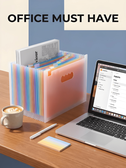 Ergonomic Expanding File Folder With Wide Bottom Base For Upright Standing Aesthetic Accordion Document Organizer For Students Lightweight Paper Receipt Storage Box Perfect For Filing Papers Desk Accessories Office Supplies School Stationery