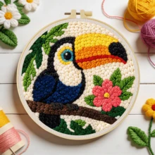 DIY Punch Needle Embroidery Kit, Includes Punch Needle, Yarn, Instructions, Embroidery Hoop And Pre-Printed Pattern Fabric, Animal Pattern, Suitable For Home Wall Decor, Perfect Gift For Family And Friends, 20X20cm (7.87X7.87 Inches) - A - View 14