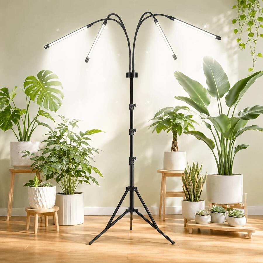 1 Set Full Spectrum Plant Grow Light, Natural Sunlight-Mimicking LED Lamp With Adjustable Light Modes, Ideal For Indoor Plants & Succulent Pots, 3/9/12-Hour Timer, Adjustable Stand, 360° Bendable Gooseneck, USB-Powered Plug-And-Play Design. - 黑色 - 查看 1