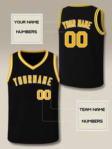 Personalized Custom Basketball Jersey Sports Shirt, Can Print Custom Team Name And Number, Unisex For Men, Women And Teenagers - Black - View 2