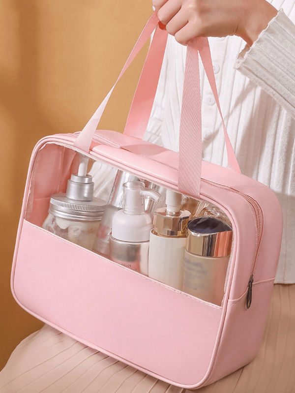 Transparent PVC Toiletry Storage Bag, Lightweight Large Capacity, Waterproof Minimalist Travel Bag, Suitable For Vacation, Bathroom, Etc.