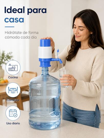 Portátil Dispensador Manual de Agua Sin Electricidad, Práctica Bomba Dispensadora de Agua para Familias y Oficinas, Compacto Dispensador de Agua para Cocina y Camping, Bomba de Agua Accesorio para Garrafas