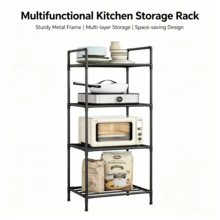 1pc Space-Saving Tall Metal Storage Rack, Bathroom Shelf, Shower Rack, Multi-Tier Floor-Standing Bathroom Storage Shelf, Bookshelf, Storage Rack, Movable, Easy To Assemble, Suitable For Bathroom, Kitchen, Office, Study, Living Room, Holiday Gift - Multicolor - View 2