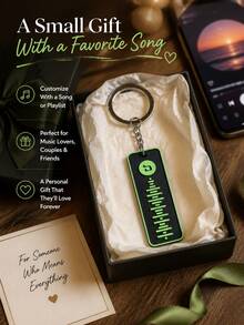 1 pieza Llavero personalizado con código de Spotify, 24 colores disponibles, diseño personalizado, regalo de música impreso en 3D - Negro - Ver 3