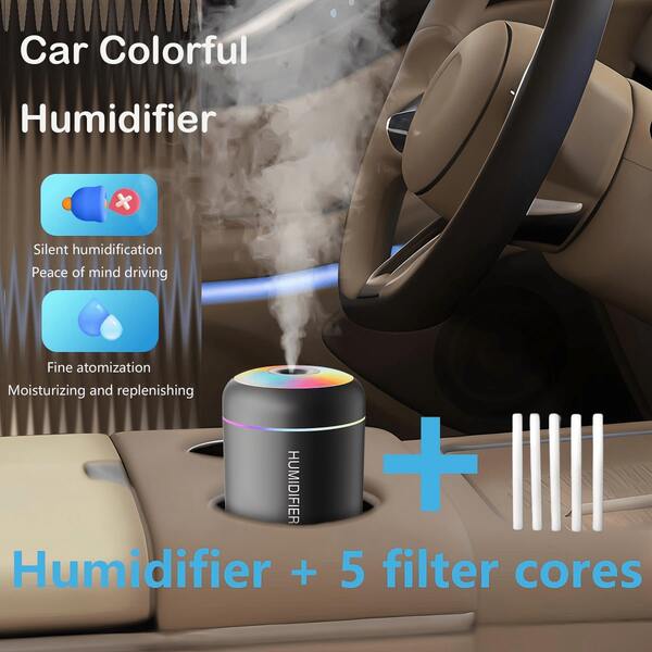 Cute Mini Air Humidifier With Night Light, Aesthetic Ambient Aroma Diffuser, Cool Mist Ultrasonic Humidifier For Bedroom, Office Desk & Car, Quiet USB Portable Air Purifier For Dorm Room Decor