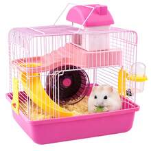 2-Layer Hamster Villa / Habitat With Castle Design - Pink - View 1