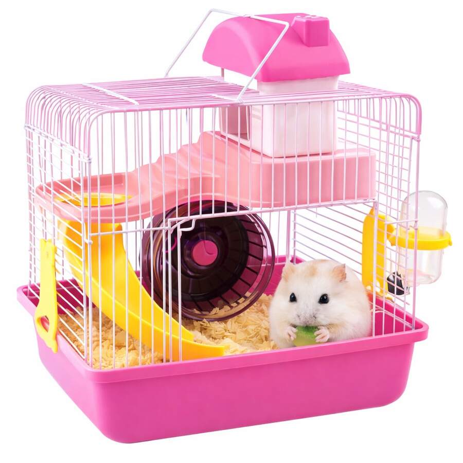 2-Layer Hamster Villa / Habitat With Castle Design - Pink - View 1