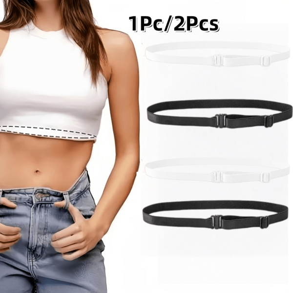 1 pièce/2 pièces Ceinture élastique invisible unisexe, rapide à mettre et à enlever dans la vie quotidienne, parfaite pour les jeans, les pantalons, les robes, peut être utilisée comme fronces pour les vêtements et les jupes, longueur réglable, convient à toutes les tailles de taille. Article essentiel pour la vie quotidienne
