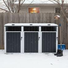 Shelter For 3 Bins, Compatible With Bins Of 240 L And Less, Protective Metal Roof For Outdoor Use. - 灰色 - 查看 7