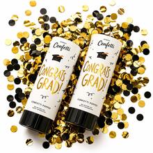 5pcs/1pc Graduation Confetti Popper Cannon Set, Gold & Black Graduation Party Confetti Shooter, Congrats Grad Celebration Supplies For Class Of 2026 Graduation Party Decorations, Graduation Gift - Multicolor - View 2