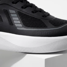 Baskets basses ultra confortables pour hommes, tige en maille respirante, semelle antidérapante, légères, blanches, semelle épaisse, chaussures de marche et de trajet - Noir et Blanc - Voir 3