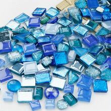 120g Piezas de mosaico de vidrio de formas mixtas multicolor, azulejos de vidrio teñido surtidos cuadrados redondos y triangulares con efecto de brillo para manualidades de arte de mosaico DIY, decoración del hogar y proyectos hechos a mano - A - Ver 6