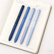 14-Piece Neutral Pen Set, Includes 4 Gradient Blue Pen Barrels + 10 0.5mm Black Quick-Dry Refills. Bullet-Tip Pen Nib With Smooth Ink Flow, Quick-Dry Without Smudging, No Bleeding Through Paper; Ergonomic Grip Comfortable And Fatigue-Free. Suitable For Classroom Notes, Learning Markings, Daily Records, Office Writing And Other Scenarios, Practical And Stylish, An Excellent Stationery Choice For Students And Office Workers. - 4 Pens + 10 0.5mm Black Pen Refills - View 3