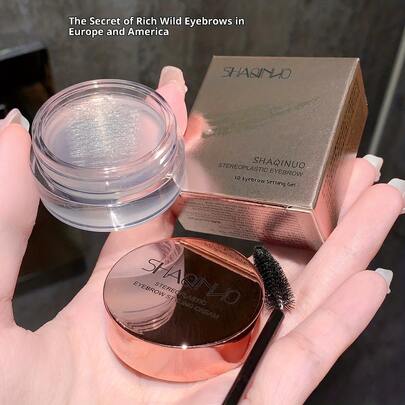 Gel de cejas transparente SHAQINUO con cepillo - Resistente al agua, resistente al sudor, fijación duradera para un aspecto de cejas 3D natural, acabado transparente, adecuado para todo tipo de piel, perfecto para el maquillaje diario
