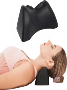 1pc PU Foam Cervical Traction Pillow Neck Support Relaxation Sleep Aid Pillow - Black - View 8