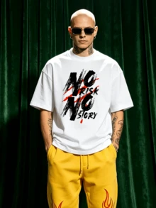Herren Sommer Lässig Weich Rundhals Kurzarm-Shirt, Kein Risiko Kein Muster Grafik Geeignet für den täglichen Gebrauch. - Weiss - Übersicht 3
