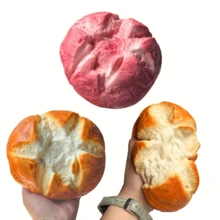 1 pieza Juguete antiestrés de pan plano con aroma a leche súper suave, de rebote lento, decoración de comida realista - Multicolor - Ver 7