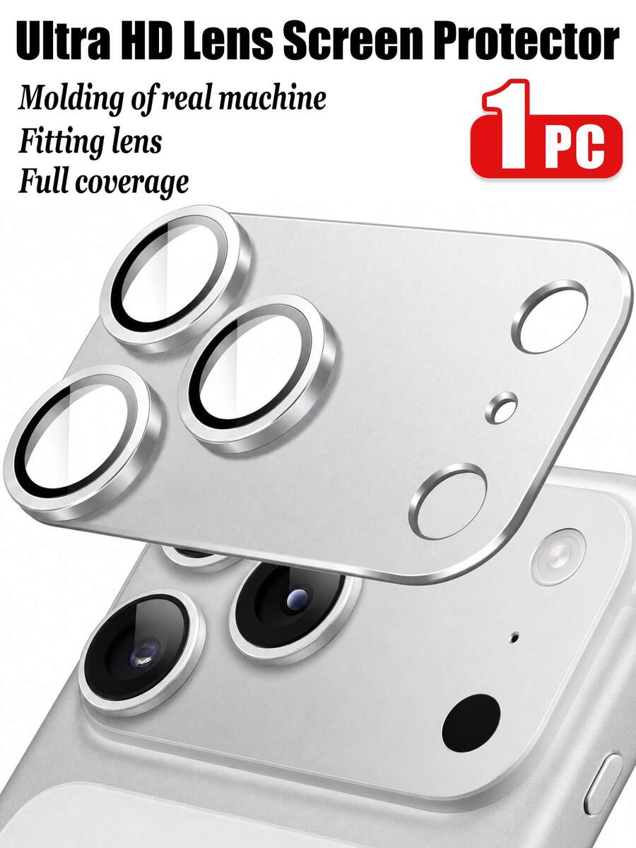 CASECOPS Protecteur d'écran de lentille de téléphone argenté, qualité haute définition, anti-chute anti-rayures, compatible avec 17 Pro Max/17 Pro. Anti-empreintes, anti-chute, anti-rayures, film en verre trempé 9D anti-bris, installation ultra-rapide, conception anti-poussière, protecteur d'écran en verre trempé