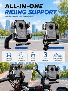 Dudukan Ponsel Motor, Dudukan Ponsel Sepeda yang Kompatibel dengan Stang dan Kaca Spion, Braket Ponsel Sepeda Universal Berputar 360°, Pemasangan Cepat dan Pegangan Aman, Cocok untuk Skuter, Sepeda Motor Ringan, Sepeda Listrik, Sepeda Motor, Dudukan Ponsel Anti Guncangan, Kompatibel dengan Semua Ponsel - A - View 6