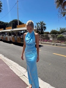 Summer Women's Cocktail Dress Party Wedding - Baby Blue - View 7