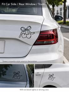 蝴蝶結愛心櫻桃汽車乙烯基貼紙，可愛甜美鏤空貼花，防水自黏PVC車身窗戶後車廂裝飾，少女風汽車配件禮物 - A - 查看 5