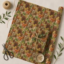 1 Rolle 5m Verpackungspapier DIY Geschenk, Waldtiermuster Bär, Hirsch, Fuchs, einseitig mattes Kraftpapier 43cm*500cm, verdicktes Geschenkverpackungspapier, geeignet für Geburtstagsgeschenke, Feierlichkeiten, Hochzeitsfeiern, Feiertagsgeschenke für Jungen und Mädchen - Waldbär - 5 m - Übersicht 5