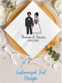 Customized Face Wedding Napkins, Personalized Couple Portrait Napkins, Fun Photo Bridal Shower Rehearsal Dinner Decor, Fun Wedding Decor - Multicolor Portrait Tissues - View 1
