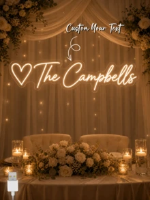 Custom Surname Neon Sign, Heart-Shaped Design, Wedding & Home Decor LED Light - Multicolor - View 1