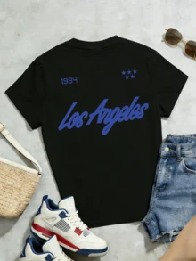 Women's Summer Loose Casual-Shirt, Soft Cotton Round Neck Short Sleeve Tops, Vintage European American Street Style. - Black - View 4