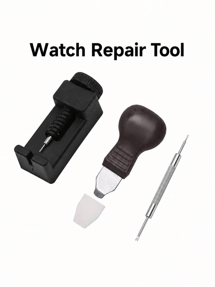 Watch Tool Convenient And Practical Watch Repair Tool Set 3pcs Watch Band Adjuster, Watch Case Opener, Auxiliary Small Accessories Portable And Fully Functional - Black - View 1