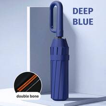 Unisex Automatic Umbrella, Reinforced Ribs, Foldable, Portable, Durable UV Protection, Dual Use For Sun And Rain (Umbrella Fabric, Rib Color, English Letter Pattern Design, Button Shape And Color Can Be Freely Customized) - Multicolor - View 17