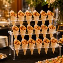 2-Tier/3-Tier/4-Tier Transparent Acrylic Ice Cream Cone Holder, Ice Cream Cone Display Rack, Suitable For Popcorn, Ice Cream Display, Birthday, Wedding And Party Multi-Purpose Decoration, Portable And Detachable - Clear - View 4