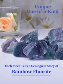 1pc Natural Rainbow Fluorite Raw Stone, Crystal Healing Stone For Reiki Meditation, Home Decor, Chakra Balancing - Multicolor - View 5