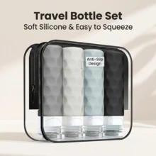 4pcs/Set Travel Toiletry Bottles, TSA Approved 3oz Travel Bottles, Leak-Proof Travel Toiletry ConTrainers, Refillable Travel Accessories, Includes Shampoo Liquid Toiletry Bag, Perfume Refillable Bottle - Multicolor - View 2