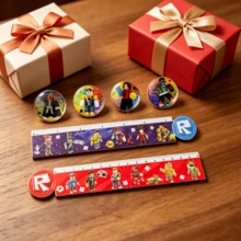 5pcs Roblox Themed Metal Brooch, Cartoon Character Badges For Virtual World, Children's Party Decoration, Versatile Clothing Accessory - Roblo Brooch Ruler - View 1