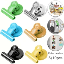 5-10pcs Random Color Magnetic Clips, Suitable For Whiteboard And Refrigerator - Used For Kitchen, Office Organization And Food Sealing Clips, Magnetic Folder, Bill Clip, Colorful Refrigerator Magnetic Clips, Metal Magnetic Clips, Ultra Strong Magnetic Clips. - Multicolor - View 2