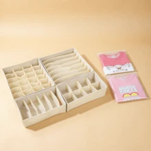 1件/4件/6件收納盒，不織布抽屜收納器，適用於居家抽屜收納。適合整理4件套、襪子和內衣。無蓋收納盒有多種款式可選。非常適合作為節日禮物、母親節送給朋友的禮物，也適用於宿舍和學校，居家整理與整潔收納。 - 米色 - 查看 3