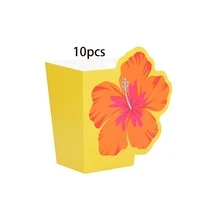 10/40/80個 4色扶桑花派對紙製爆米花盒，底部2.8x2英吋，高4.7英吋，頂部2x4英吋，藍粉黃紫夏威夷主題紙盒，適用熱帶派對夏季Tiki Luau零食，夏威夷生日用品，男女通用 - 多色 - 查看 11