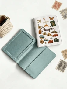Multi-Color Airplane & Car Travel Pattern Travel Passport Cover, Foldable Portable Multi-Functional Storage Design, Waterproof & Dustproof, Ideal Customized Gift For Air Travel, Commuting, Group Tours, Family Outings, Friends Gatherings And More - Multicolor - View 5