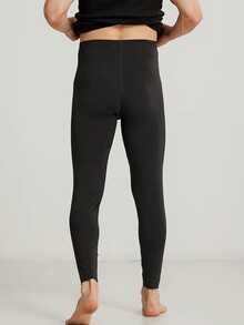 Men's Thermal Pants, Flannel Lined, Fleece-Lined Base, With Button - Black - View 2