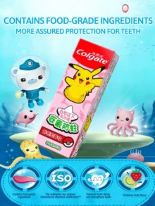 colgate Strawberry Flavored Children's Toothpaste, Sweet Fruity Taste With Easy Foaming, Low Fluoride Anti-Cavity, Strengthens Enamel, Freshens Breath, Protects Milk And Permanent Teeth, Prevents Tooth Surface Damage - Strawberry Flavor - View 6
