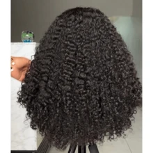 38 40 Inches Deep Curly Bob Wig 13x4 13x6 Transparent Lace Frontal Wigs Human Hair 200% Density Curl Lace Front Wig Brazilian Pre Plucked With Baby Hair Human Hair Wigs For Women Natural Black Color - Natural Black - 查看 5